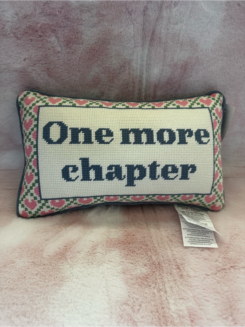 One More Chapter - Needlepoint Decorative Pillow - Cupcakes & Cashmere NWT